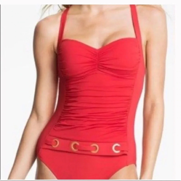 NWOT Bleu Rod Beattie Gold Rush One Piece Swimsuit Sz 12 - Picture 1 of 8